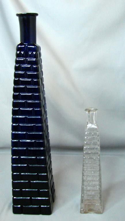 Bunker Hill Monument Cologne Bottle - cobalt 11.75: Bunker Hill Monument Cologne Bottle - cobalt blue, 11.75" tall, circa 1875-90, see p309 6th Ed. Antique Trader Bottles Guide; also a clear Bunker Hill bottle, 6.5". These bottles represent the stone m