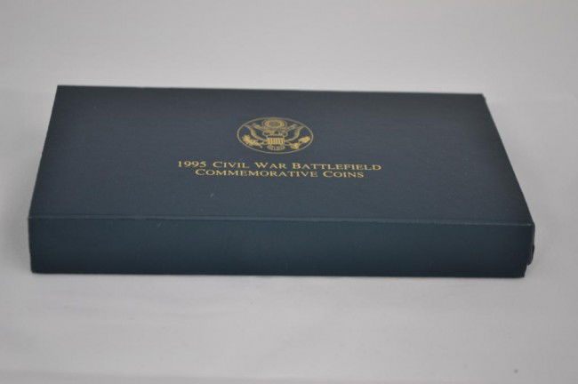 1995 Civil War Battlefield 3-Coin Proof Set: 1995 Civil War Battlefield 3-Coin Proof Set $5 .24 AGW, Silver Dollar .76 ASW .50