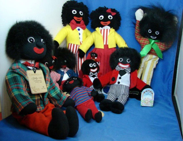 Lot of 9 Golly Dolls: Merrythought, Country Life: Lot of 9 Golly Dolls including Merrythought Citrus Dolly 15" tall, 3 made by Country Life Ltd. Eds., all in excellent condition from a non-smoking, pet free home.