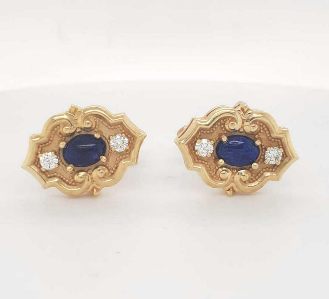 14kt yellow gold lapis and diamond cufflinks (1 of 3)