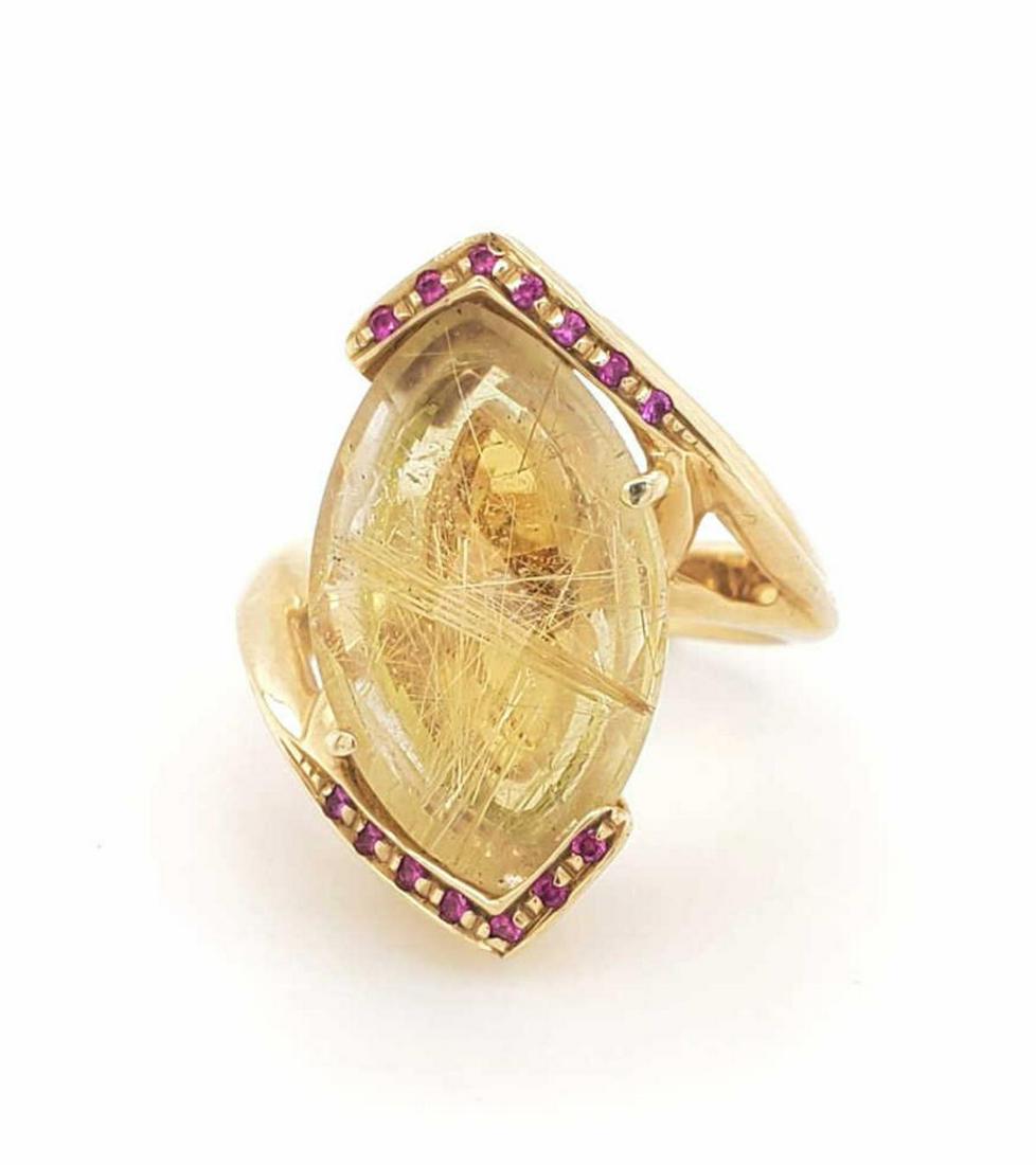 14kt yellow gold quartz and ruby ring (1 of 6)