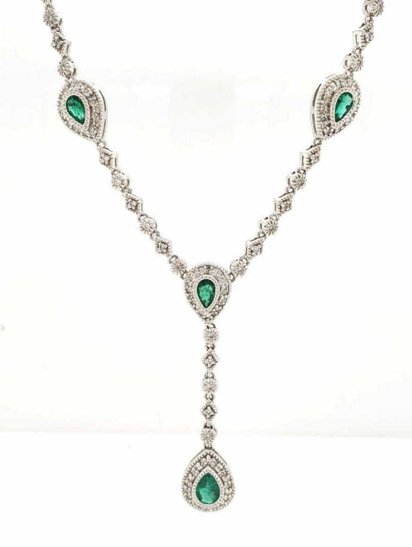 14kt white gold Effy emerald and diamond necklace (1 of 5)