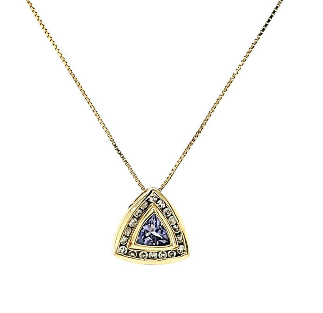 14kt yellow gold tanzanite and diamond pendant (1 of 5)