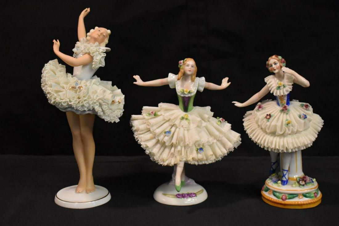Trio of Dresden Type Porcelain Figurines (0239) on Jun 11, 2022 Gulfcoast Coin & Jewelry in FL