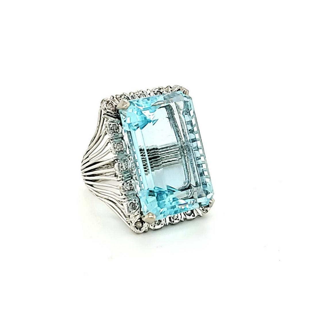 14kt white gold aquamarine and diamond ring (1 of 6)