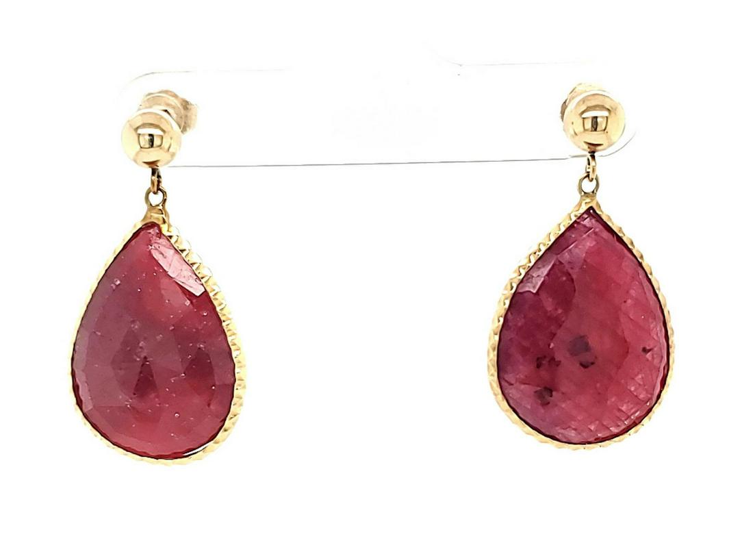 14kt yellow gold opaque ruby earrings (1 of 4)