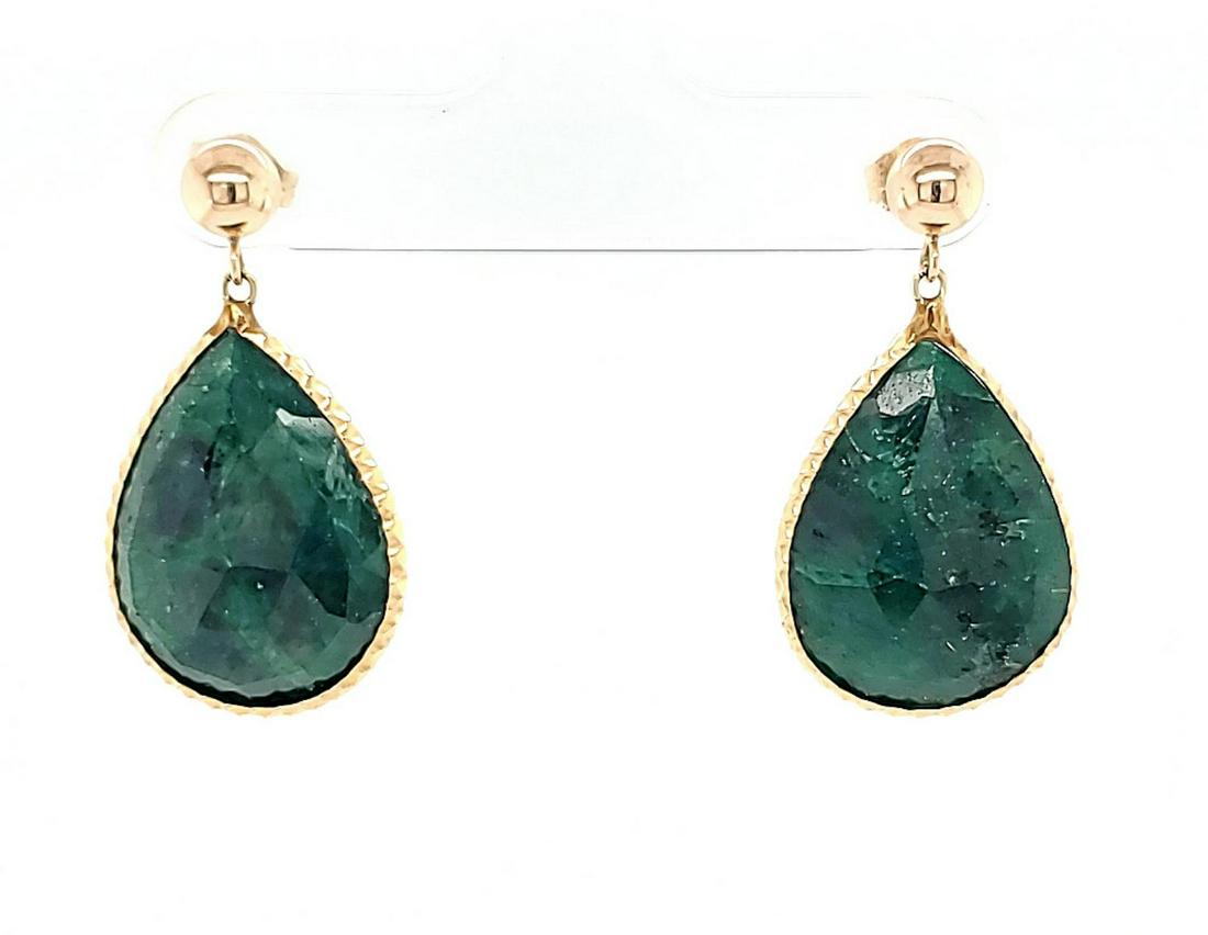 14kt yellow gold opaque emerald earrings (1 of 4)