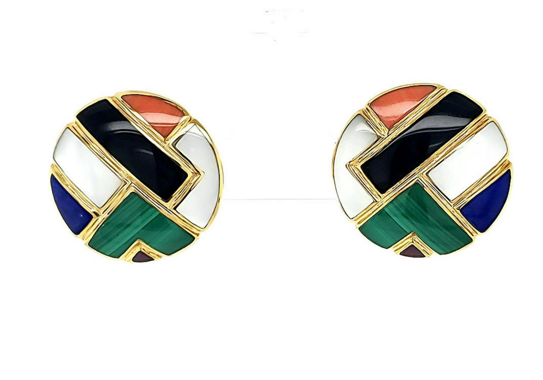 14kt yellow gold Asch-Grossbardt inlayed earrings (1 of 6)