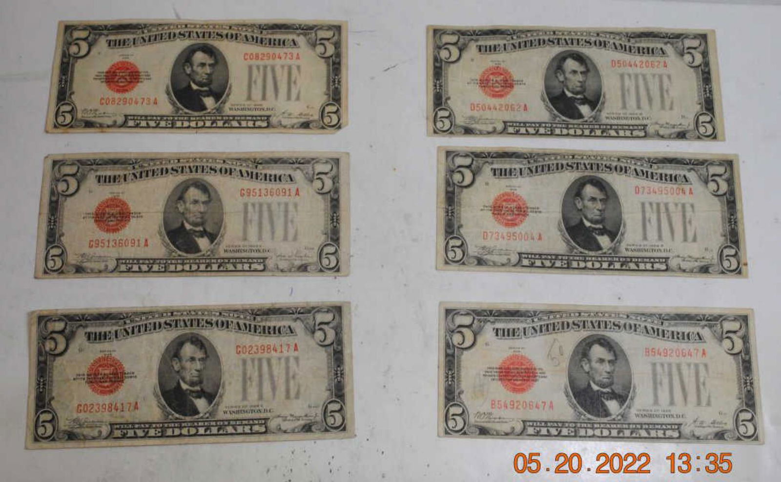 6 $5 U.S. Notes Circ. (1 of 2)