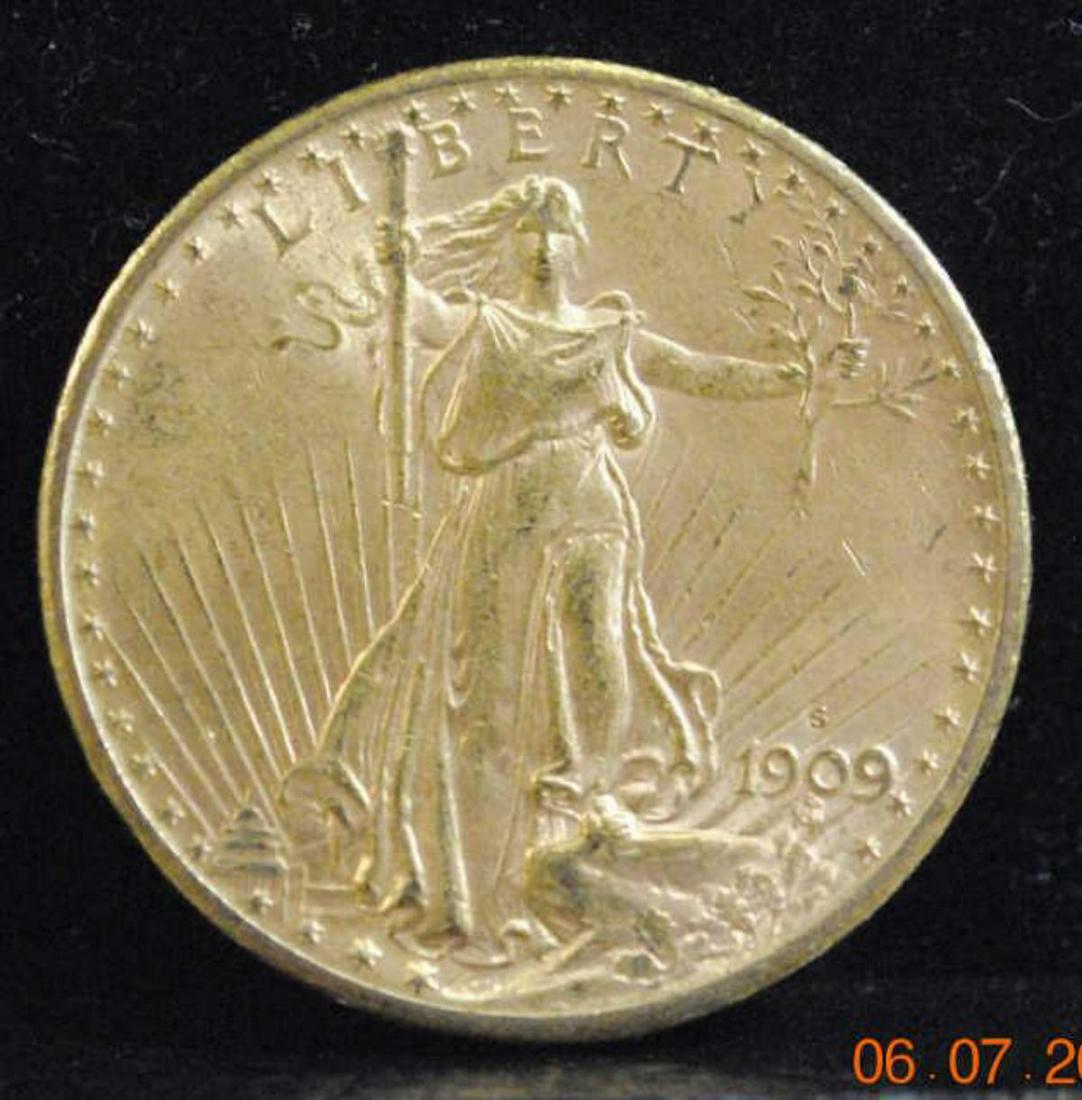 1909-S $20 St. Gaudens AU: 1909-S $20 St. Gaudens AU