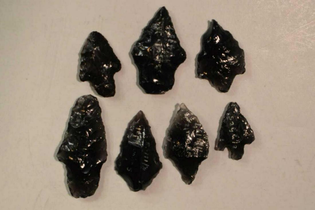 Group of Translucent Black Obsidian Arrowheads (1 of 4)