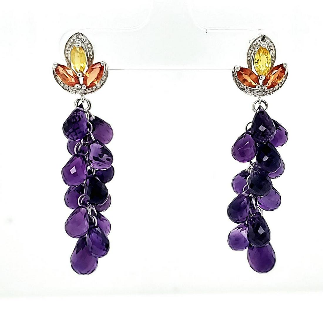 10kt white gold amethyst and sapphire earrings (1 of 5)