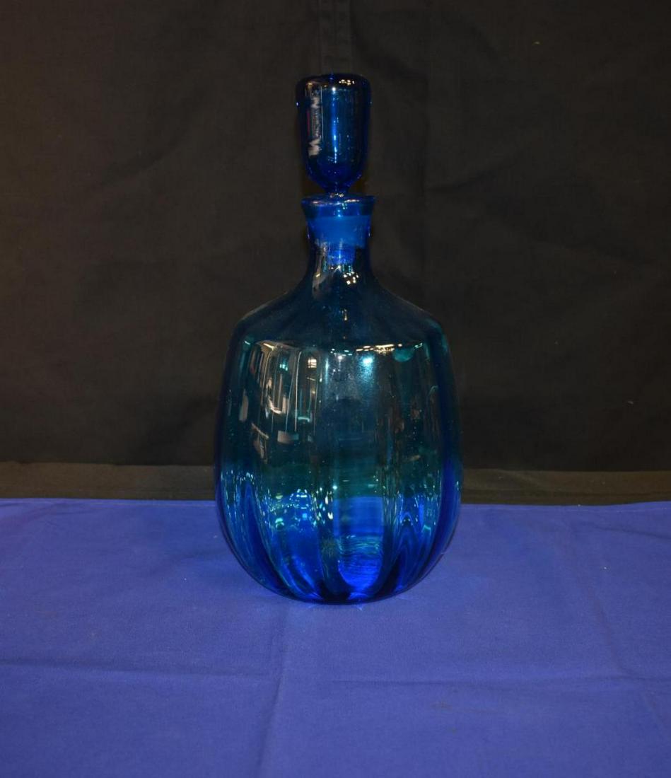 Vintage Blenko Glass Decanter Blue Turquoise (1 of 3)