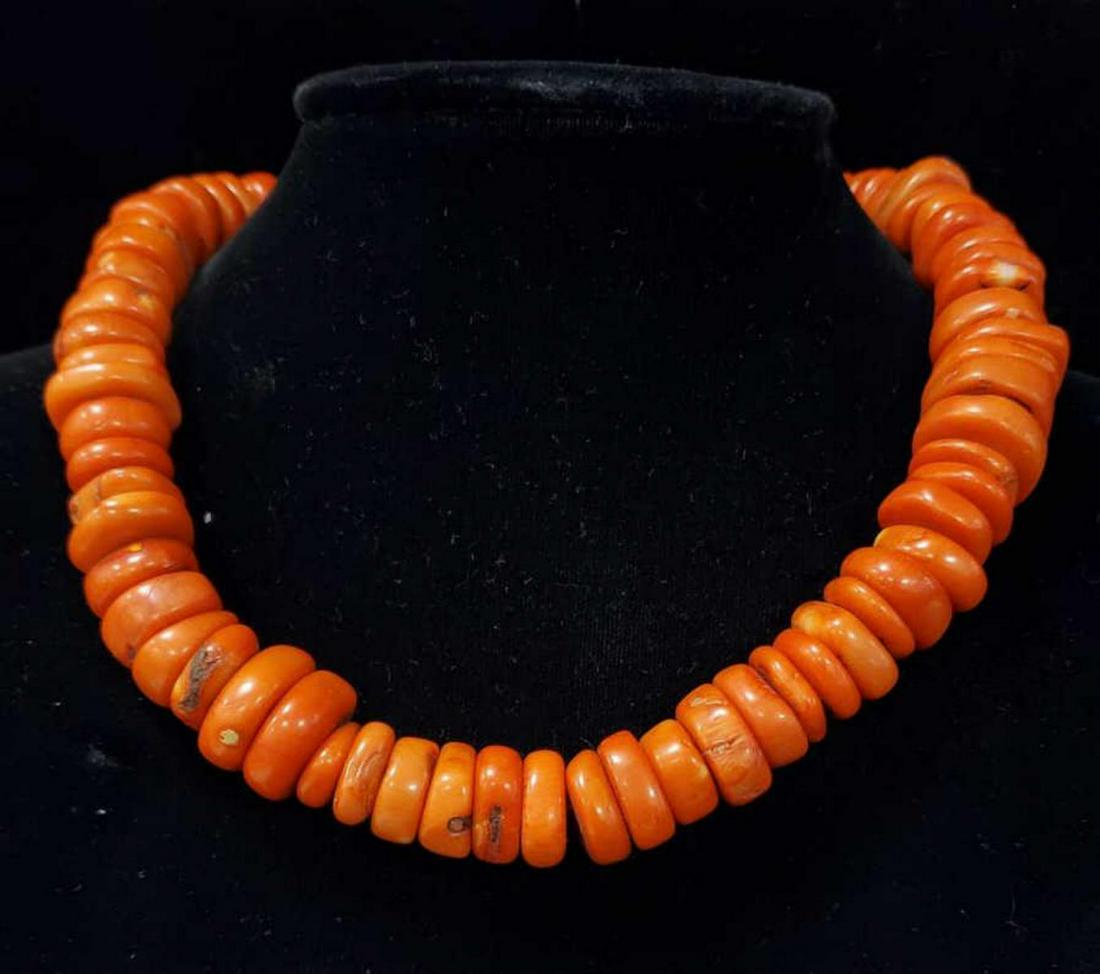 Dyed Red Coral Bead Necklace (1 of 3)