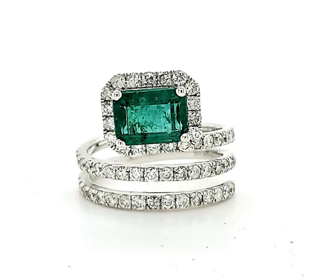 18kt white gold emerald and diamond ring (1 of 7)