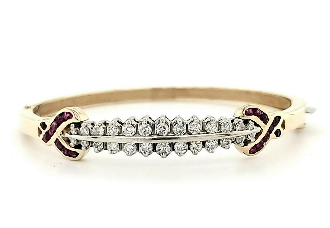 14kt yellow gold diamond and ruby bracelet (1 of 5)