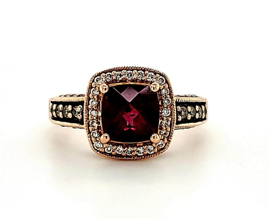 14kt rose gold LeVian garnet and diamond ring (1 of 6)