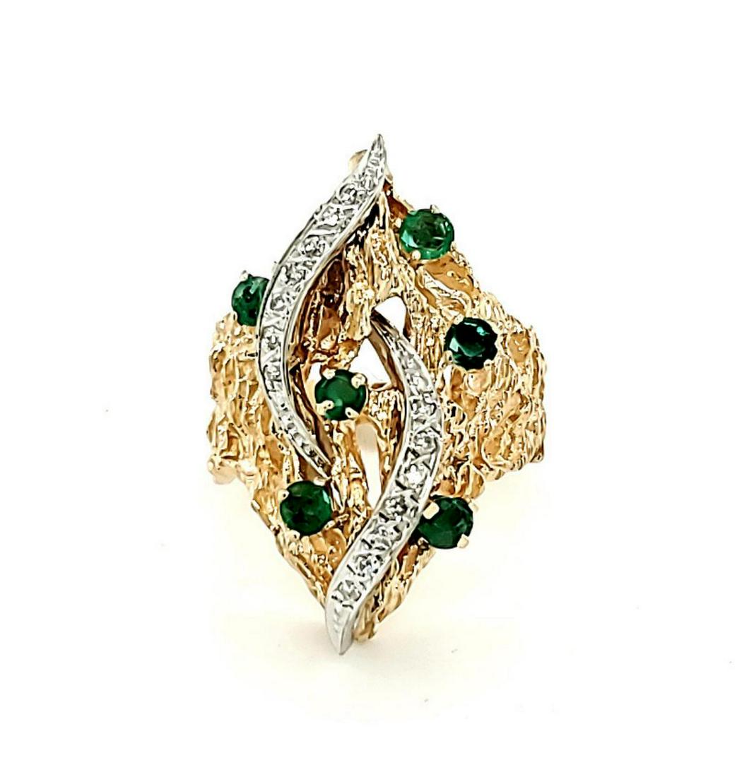 14kt yellow gold emerald and diamond ring (1 of 6)