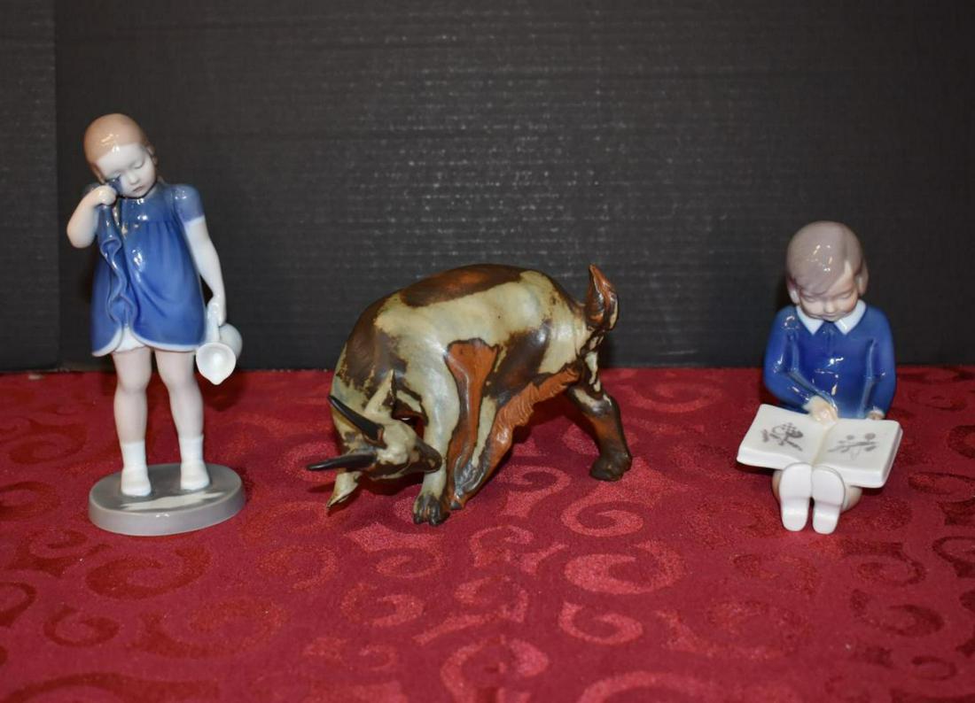 Lot of Bing & Grondahl Figurine's: Lot of Bing & Grondahl Figurine's, includes no. 2247 First book, Wasted Milk No 2246, & Bing & Grondahl Stoneware. B&G 1700 Stoneware Goat