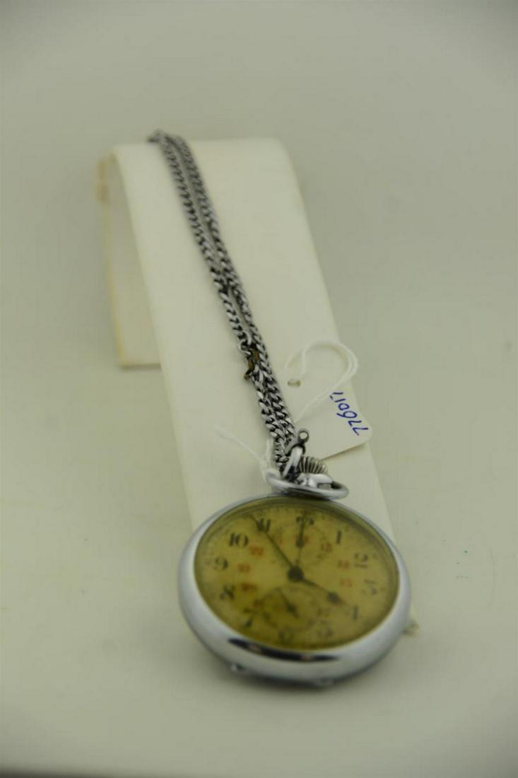 Seikosha WWII Japanese Air Defense Pocket Watch: Seikosha WWII Japanese Air Boat Defense or Surveillance Station Pocket Watch Stop Watch. 17 jewel. open face. Does run. Chronograph, red military increments & black Arabic numerals on white dial. Nick