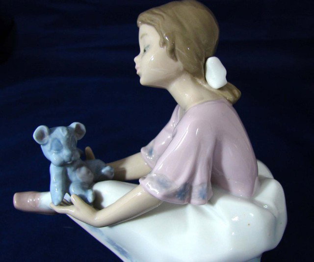 Lladro Girl with Teddy Bear "Best Friend": Lladro Girl with Teddy Bear "Best Friend", #7620, Ltd. Ed. sold out; issued 1993, No chips, original box.