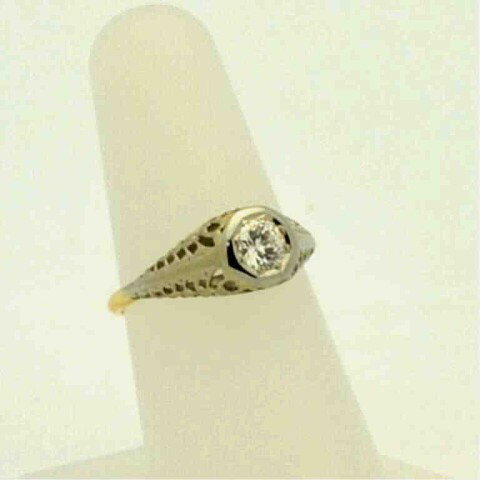 Vintage 14k 2tone diamond ring .40ct - 2