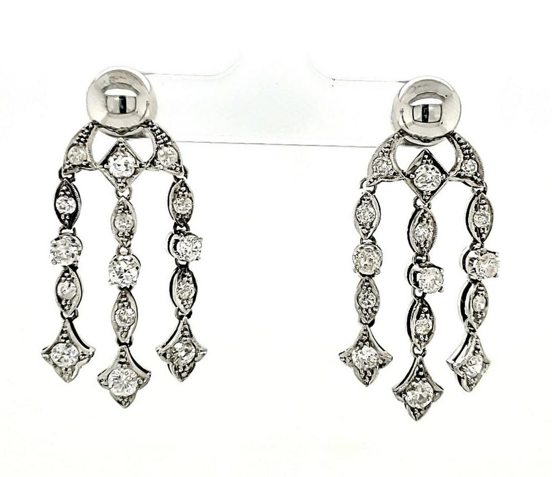 14kt white gold diamond dangle earrings (1 of 5)