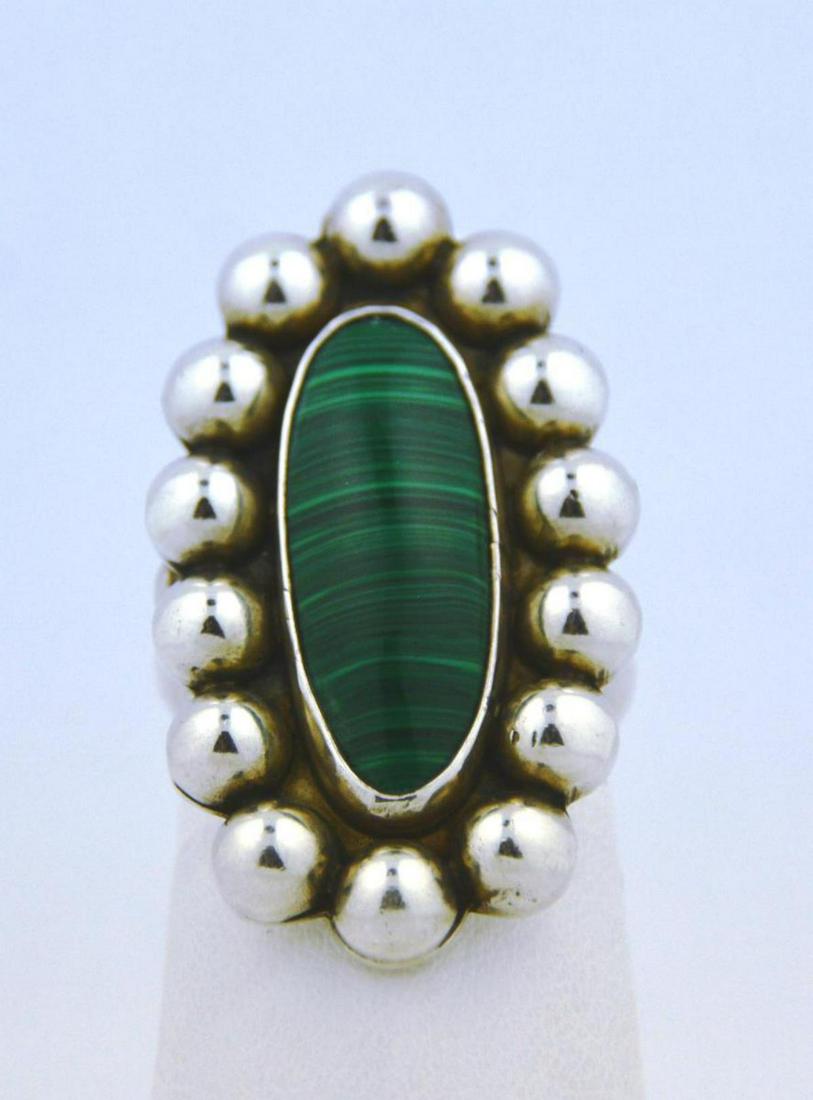 Big Bold Mexico Sterling Malachite Ring 8.9gr (1 of 4)