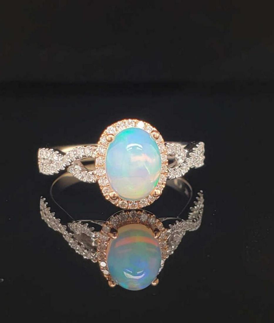 14kt two tone gold opal and diamond ring (1 of 6)