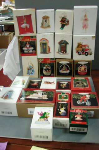 24 Hallmark Keepsake Ornaments incl. Chris Mouse: 24 Hallmark Keepsake Ornaments incl. Chris Mouse, 4 Doorways Around the World, Salvation Army Band, Paddington Bear, Toyland Tower, Cycling Santa; see list.