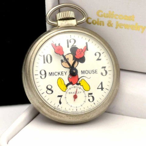 Vintage Bradley Mickey Mouse pocket watch: Vintage Mickey Mouse pocket watch by Bradley & 75th Anniversary of Mickey Mouse wrist watch.