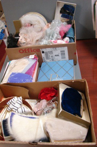 Vintage lot: Nylon Stockings, tiaras, cosmetic bag: Vintage lot: Nylon Stockings, tiaras, cosmetic bags, bows, scarves & lots of stuff. Most never used.