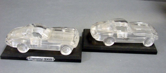 2 German Crystal Cars: '63 Corvette & Hofbauer: 2 German Crystal Cars: '63 Corvette & Hofbauer, approx. 7" long.