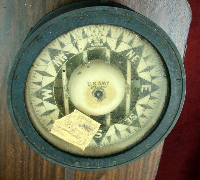 Vintage Iron Ship's Compass: Vintage Iron Ship's Compass, approx. 10" dia., quite heavy; looks like it contains water or oil.