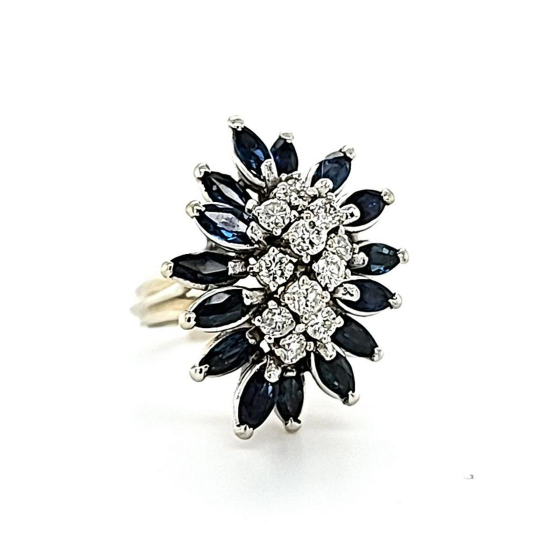 14kt white gold sapphire and diamond ring (1 of 6)