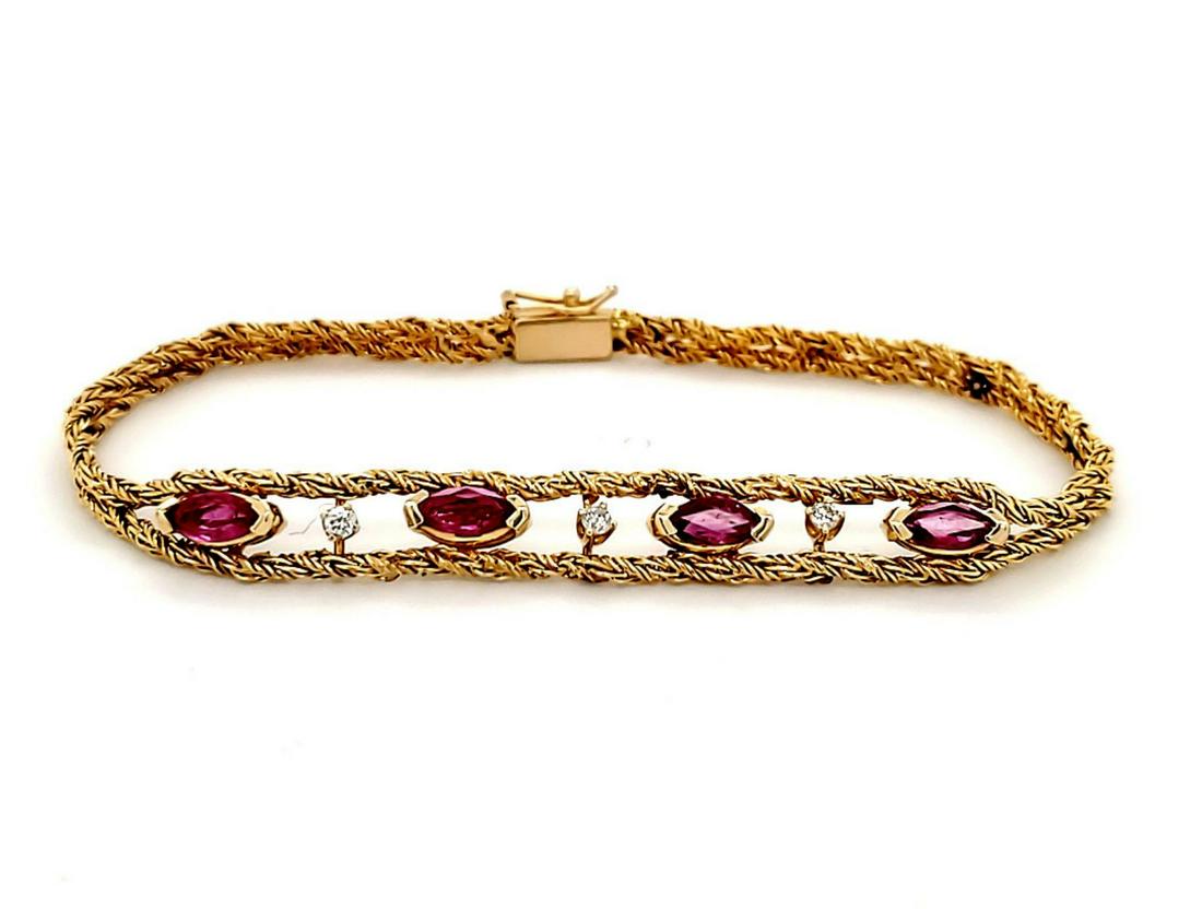 Lady's 14kt yellow gold Ruby and diamond bracelet (1 of 3)