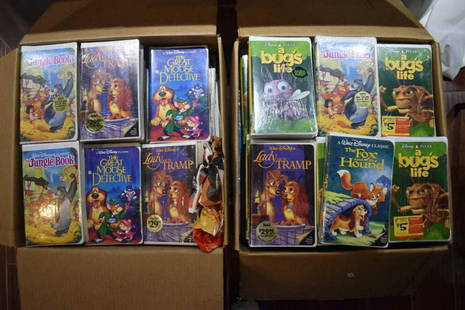 Group Of Disney VHS Movies: Group Of Disney VHS Movies. Over 160 Factory VHS movies, many sealed. There are quite a few duplicate of VHS movies in the group. Consists of The Many Adventures Of Winnie The Pooh. Tron. The Sword In