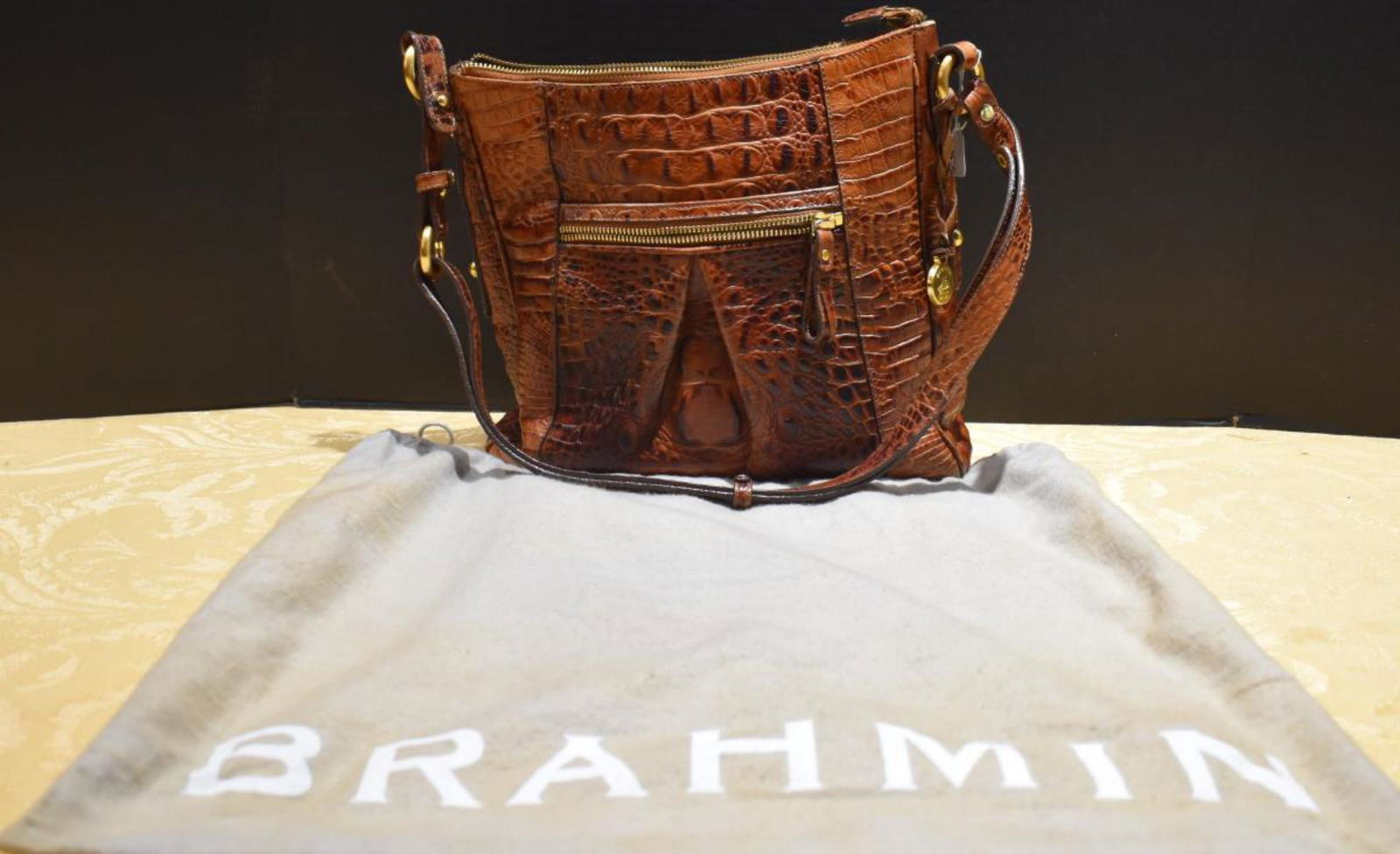 Brahmin Croc Embossed Red Leather Handbag (1 of 5)