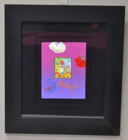 Peter Max Original Mixed Media Profile Series 2005: Peter Max Original Mixed Media Profile Series 2005 Ver. 1 #2, 11" x 8.5"; framed in black wood; 22.5" x 25" framed size. COA from Princess Fine Arts.