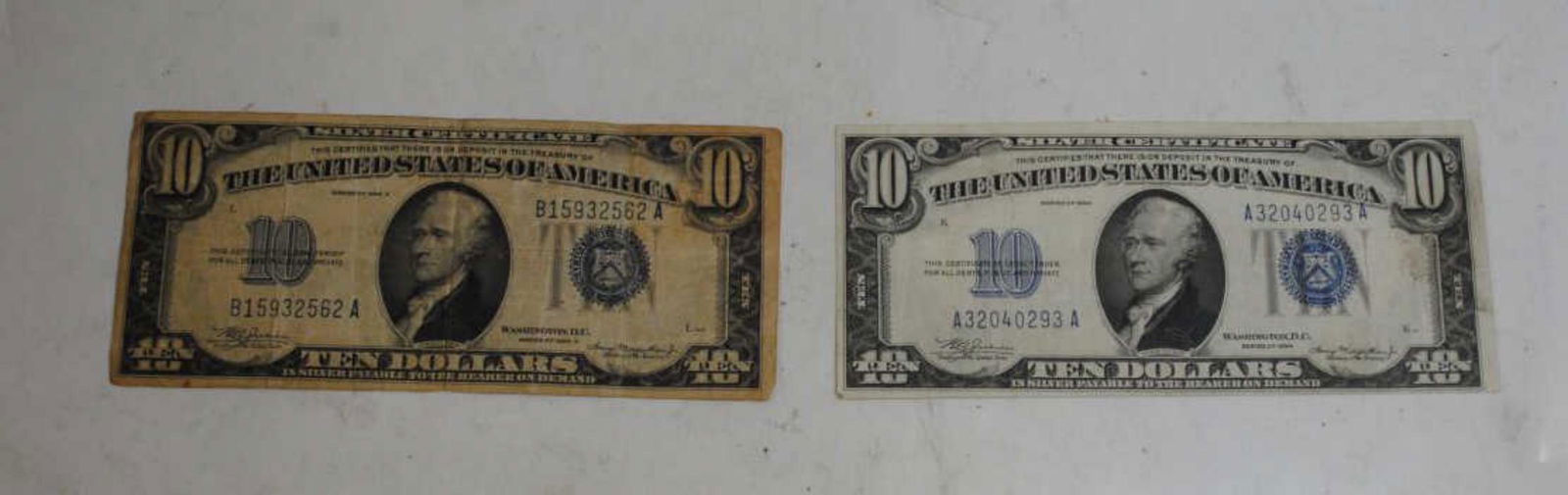 (2) 1934 $10 Silver Certificates Circ. (1 of 2)