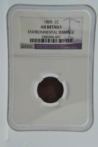 1865 1c Indian Head NGC AU Details Env Dam: 1865 1c Indian Head NGC About Uncirculated Details Environmental Damage