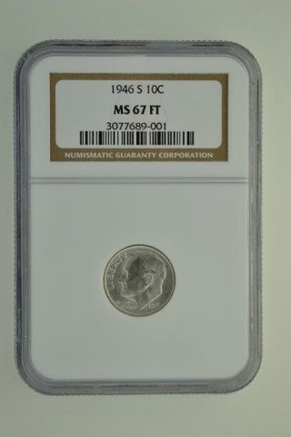 1946-S 10c Roosevelt Dime NGC MS67 FT: 1946-S 10c Roosevelt Dime NGC MS67 Full Torch