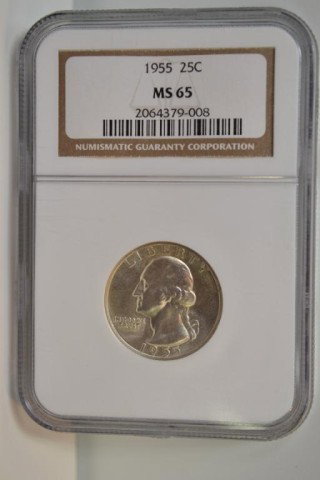 1955 25c Washington Quarter NGC MS65: 1955 25c Washington Quarter NGC MS65