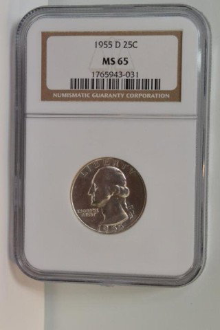 1955-D 25c Washington Quarter NGC MS65: 1955-D 25c Washington Quarter NGC MS65