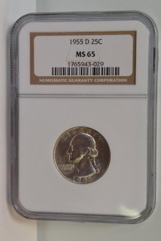 1955-D 25c Washington Quarter NGC MS65: 1955-D 25c Washington Quarter NGC MS65