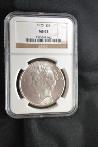 1925 $1 Peace Silver Dollar NGC MS65: 1925 $1 Peace Silver Dollar NGC MS65