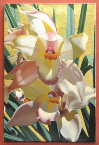 Embellished Giclee Cattleya Orchid by Brian Davis: Embellished Giclee of Cattleya Orchids by Brian Davis, Ltd. Ed. 40/195., 24" x 36", stretched canvas.