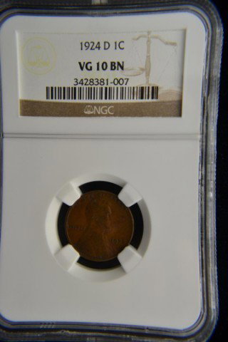 1924-D 1c Lincoln Cent NGC VG 10 Brown: 1924-D 1c Lincoln Cent NGC Very Good 10 Brown