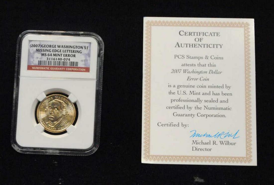 2007 George Washington Dollar NGC MS64 Mint Error (1 of 2)