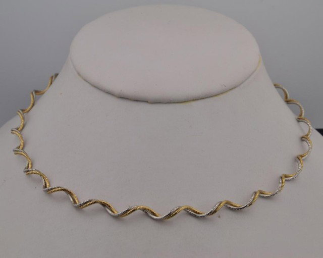 14k Two Tone Swirl Necklace: 14k Two Tone Swirl Necklace, 16" choker, 6.7gr